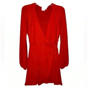 ASOS Red Mini Wrap Dress with Blouson Sleeve